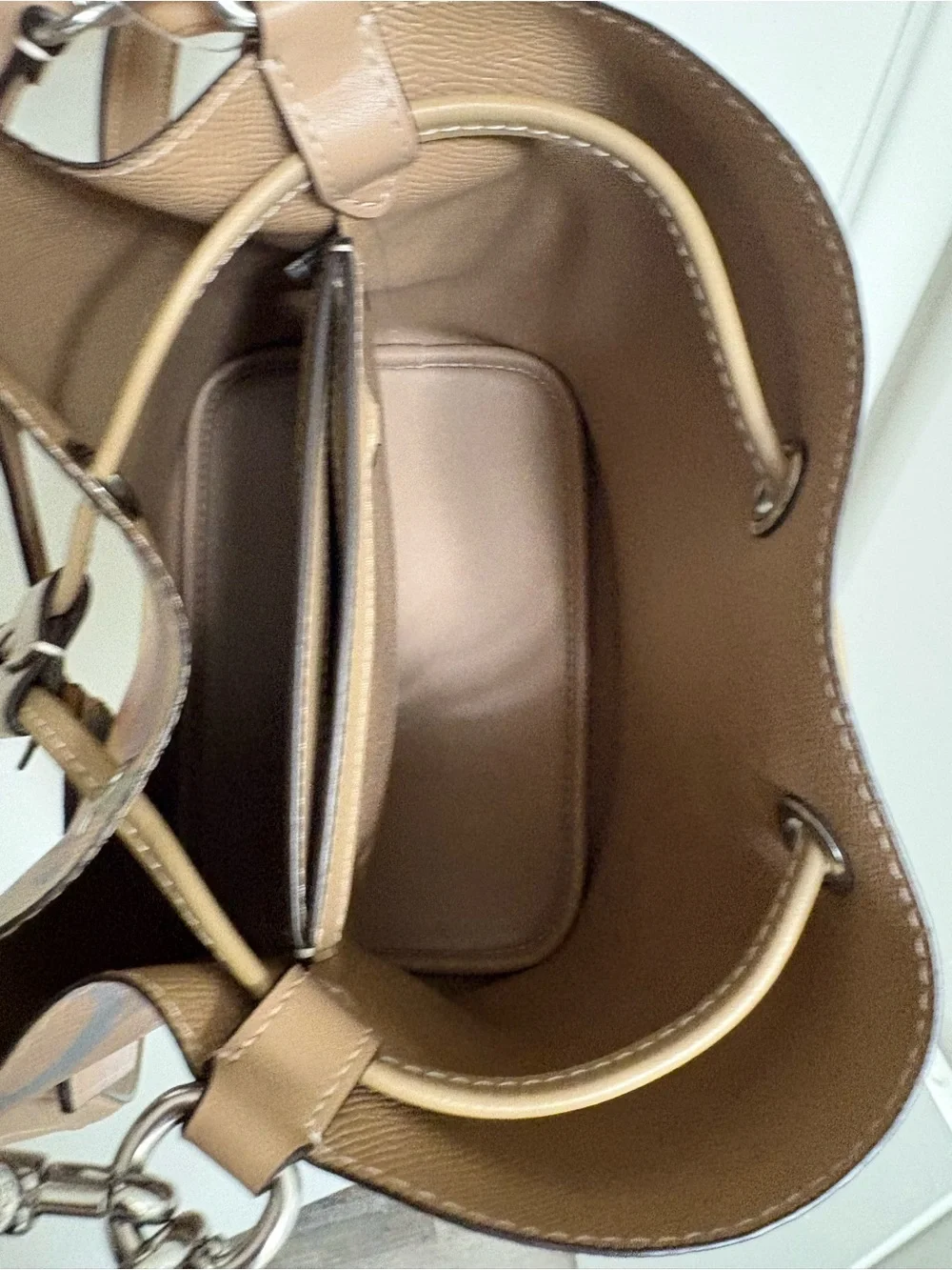 Coach Multicolor rainbow Pastel Signature Drawstring Bucket Bag with Tan Trim